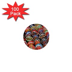 Colorful Oriental Bowls On Local Market In Turkey 1  Mini Buttons (100 Pack)  by BangZart