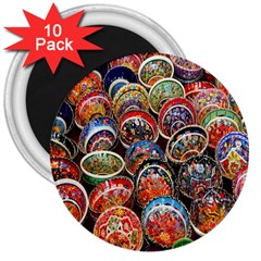 Colorful Oriental Bowls On Local Market In Turkey 3  Magnets (10 Pack)  by BangZart