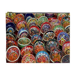 Colorful Oriental Bowls On Local Market In Turkey Cosmetic Bag (xl)