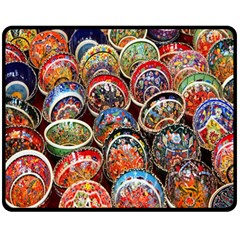 Colorful Oriental Bowls On Local Market In Turkey Fleece Blanket (medium)  by BangZart