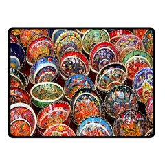 Colorful Oriental Bowls On Local Market In Turkey Fleece Blanket (small) by BangZart