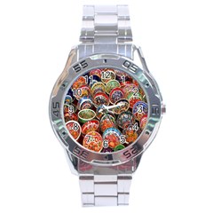 Colorful Oriental Bowls On Local Market In Turkey Stainless Steel Analogue Watch by BangZart