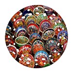 Colorful Oriental Bowls On Local Market In Turkey Round Filigree Ornament (Two Sides) Back