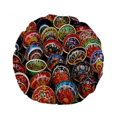 Colorful Oriental Bowls On Local Market In Turkey Standard 15  Premium Round Cushions