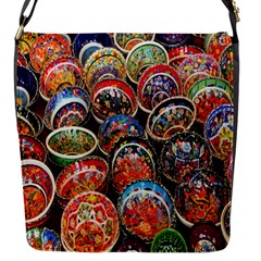 Colorful Oriental Bowls On Local Market In Turkey Flap Messenger Bag (s)