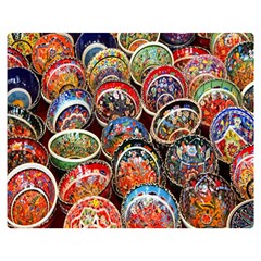 Colorful Oriental Bowls On Local Market In Turkey Double Sided Flano Blanket (medium)  by BangZart