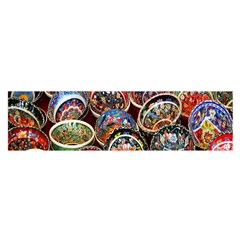 Colorful Oriental Bowls On Local Market In Turkey Satin Scarf (oblong)