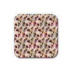 Random Leaves Pattern Background Rubber Coaster (Square)  Front
