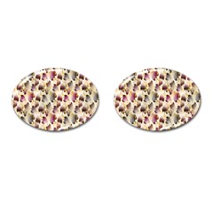 Random Leaves Pattern Background Cufflinks (oval)