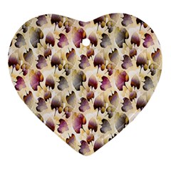 Random Leaves Pattern Background Heart Ornament (two Sides) by BangZart