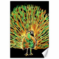 Unusual Peacock Drawn With Flame Lines Canvas 12  X 18   by BangZart