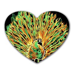 Unusual Peacock Drawn With Flame Lines Heart Mousepads by BangZart