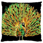 Unusual Peacock Drawn With Flame Lines Large Cushion Case (One Side) Front