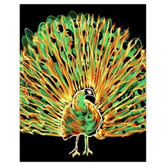 Unusual Peacock Drawn With Flame Lines Drawstring Bag (small)