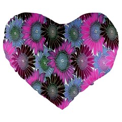 Floral Pattern Background Large 19  Premium Heart Shape Cushions by BangZart