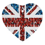 Fun And Unique Illustration Of The Uk Union Jack Flag Made Up Of Cartoon Ladybugs Ornament (Heart) Front