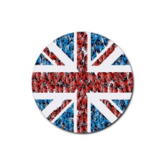 Fun And Unique Illustration Of The Uk Union Jack Flag Made Up Of Cartoon Ladybugs Rubber Coaster (round)  by BangZart