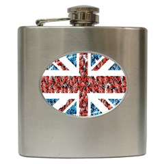 Fun And Unique Illustration Of The Uk Union Jack Flag Made Up Of Cartoon Ladybugs Hip Flask (6 Oz) by BangZart