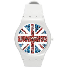 Fun And Unique Illustration Of The Uk Union Jack Flag Made Up Of Cartoon Ladybugs Round Plastic Sport Watch (m) by BangZart