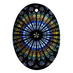 Stained Glass Rose Window In France s Strasbourg Cathedral Oval Ornament (two Sides) by BangZart