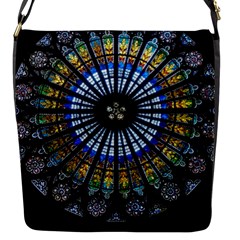 Stained Glass Rose Window In France s Strasbourg Cathedral Flap Messenger Bag (s) by BangZart