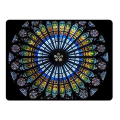 Stained Glass Rose Window In France s Strasbourg Cathedral Double Sided Fleece Blanket (small) 