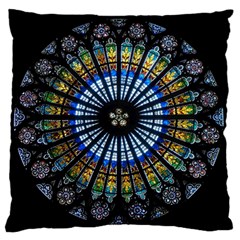 Stained Glass Rose Window In France s Strasbourg Cathedral Standard Flano Cushion Case (one Side)