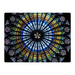 Stained Glass Rose Window In France s Strasbourg Cathedral Double Sided Flano Blanket (mini) 