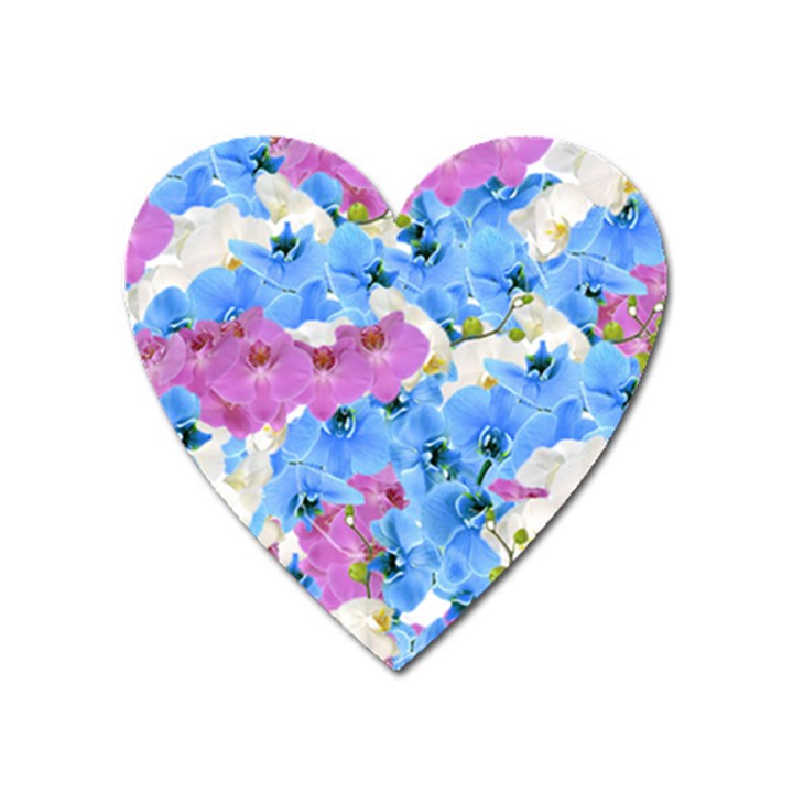 Tulips Floral Pattern Heart Magnet