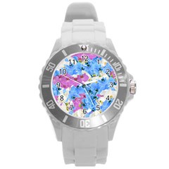 Tulips Floral Pattern Round Plastic Sport Watch (l)