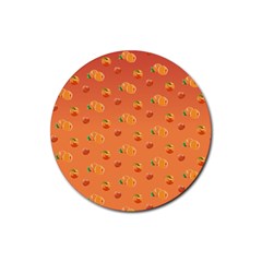 Peach Fruit Pattern Rubber Coaster (round)  by paulaoliveiradesign