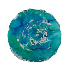 Blue Watercolors Circle                    Standard 15  Premium Flano Round Cushion by LalyLauraFLM