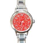 Small Flowers Pattern Floral Seamless Pattern Vector Round Italian Charm Watch Front