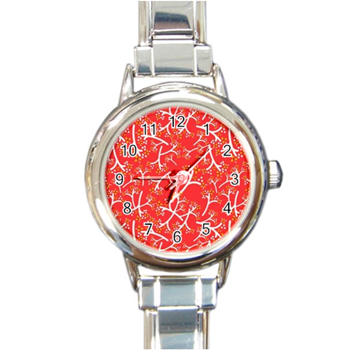 Small Flowers Pattern Floral Seamless Pattern Vector Round Italian Charm Watch