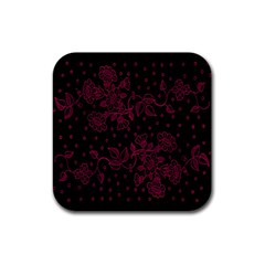 Pink Floral Pattern Background Wallpaper Rubber Coaster (square)  by BangZart