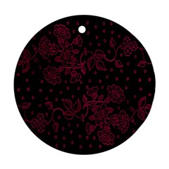 Pink Floral Pattern Background Wallpaper Round Ornament (two Sides)