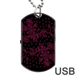 Pink Floral Pattern Background Wallpaper Dog Tag USB Flash (Two Sides) Front