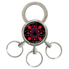 Fractal Red Violet Symmetric Spheres On Black 3-ring Key Chains by BangZart