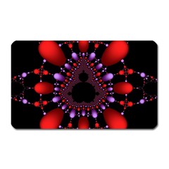 Fractal Red Violet Symmetric Spheres On Black Magnet (rectangular) by BangZart