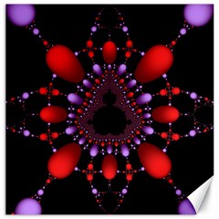 Fractal Red Violet Symmetric Spheres On Black Canvas 16  X 16   by BangZart