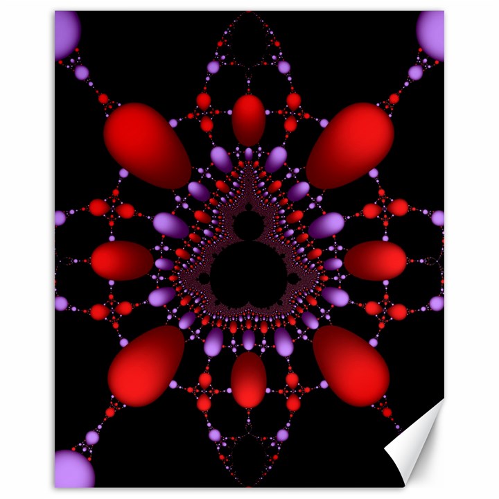 Fractal Red Violet Symmetric Spheres On Black Canvas 16  x 20  