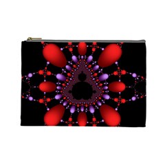 Fractal Red Violet Symmetric Spheres On Black Cosmetic Bag (large)  by BangZart