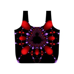 Fractal Red Violet Symmetric Spheres On Black Full Print Recycle Bags (s)  by BangZart