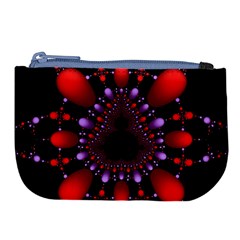 Fractal Red Violet Symmetric Spheres On Black Large Coin Purse by BangZart