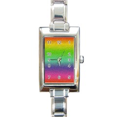 Metallic Rainbow Glitter Texture Rectangle Italian Charm Watch by paulaoliveiradesign