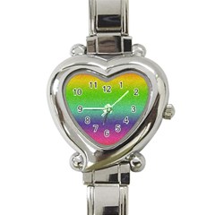 Metallic Rainbow Glitter Texture Heart Italian Charm Watch by paulaoliveiradesign
