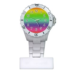 Metallic Rainbow Glitter Texture Plastic Nurses Watch by paulaoliveiradesign