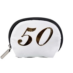 Number 50 Elegant Gold Glitter Look Typography 50th Anniversary Accessory Pouches (small)  by yoursparklingshop