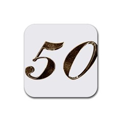 Number 50 Elegant Gold Glitter Look Typography Rubber Coaster (square)  by yoursparklingshop