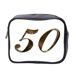 Number 50 Elegant Gold Glitter Look Typography Mini Toiletries Bag 2-side by yoursparklingshop